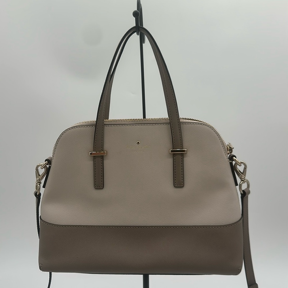 Kate Spade Cedar Street Maise Leather Shoulder Bag Cream Muted Gray w/ SH Strap